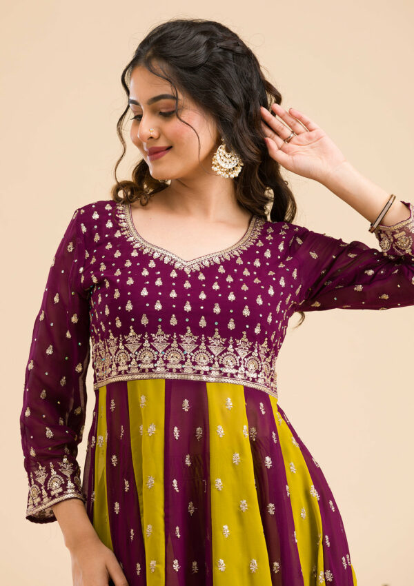 Purple Zariwork Georgette Readymade Salwar Suit